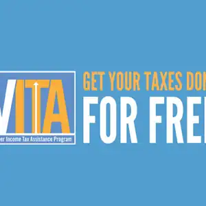 Volunteer Income Tax Assistance Program (VITA) logo with the tagline ‘Get Your Taxes Done for Free.’